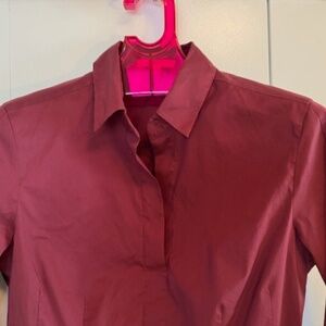 BOSS - Slim-Fit Blouse - Color Burgundy - Size 10